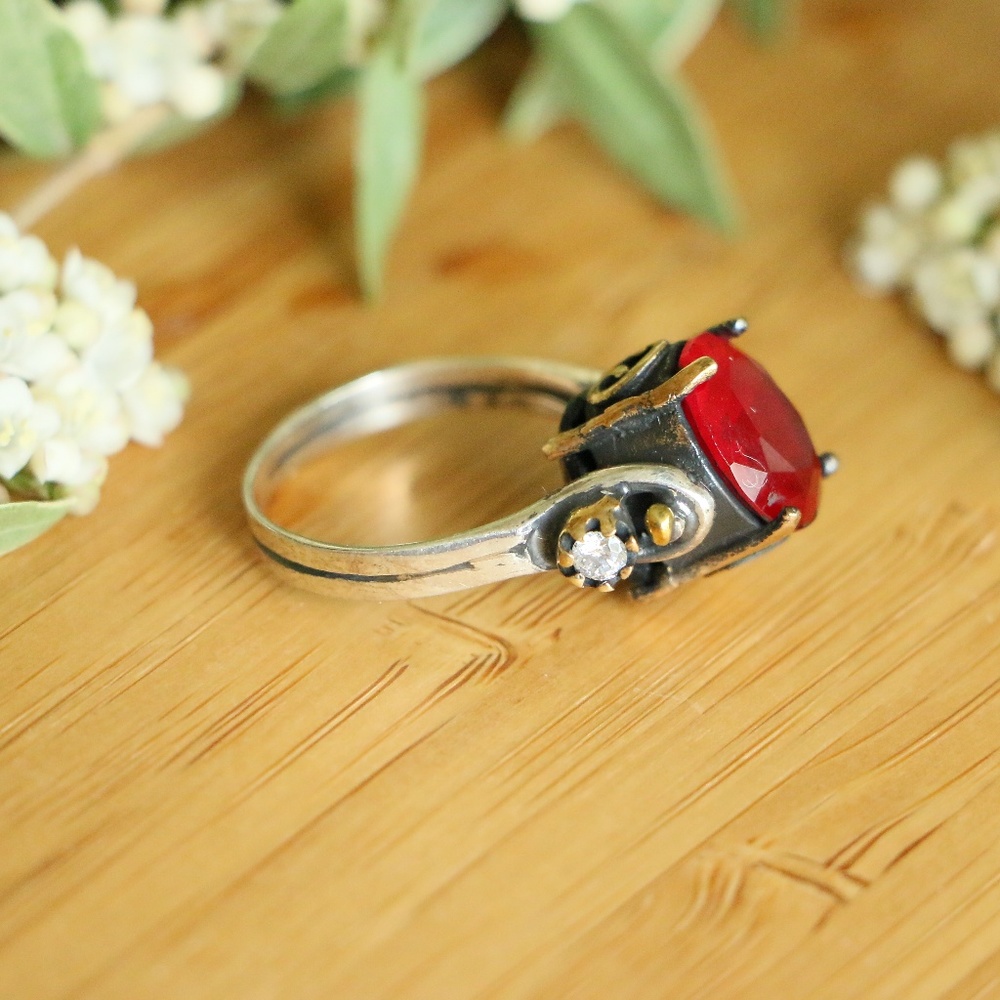 925 Sterling Silver Sapphire/Ruby  Reverse - Picture 4 of 8